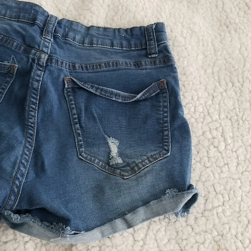 Angel Kiss Women's Mid Rise Distressed Denim Shorts